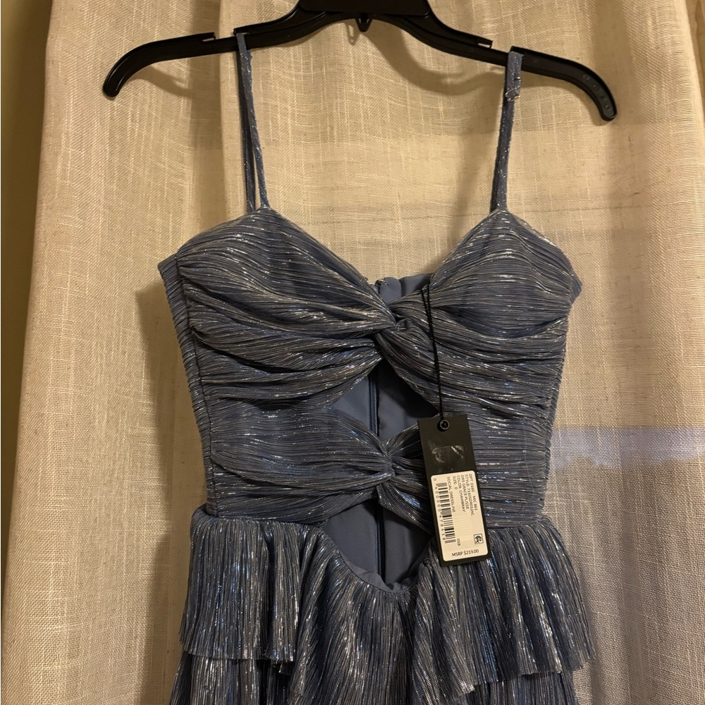 Gianni Bini Metallic Blue Dress (“Chambray” color) - Picture 6 of 10